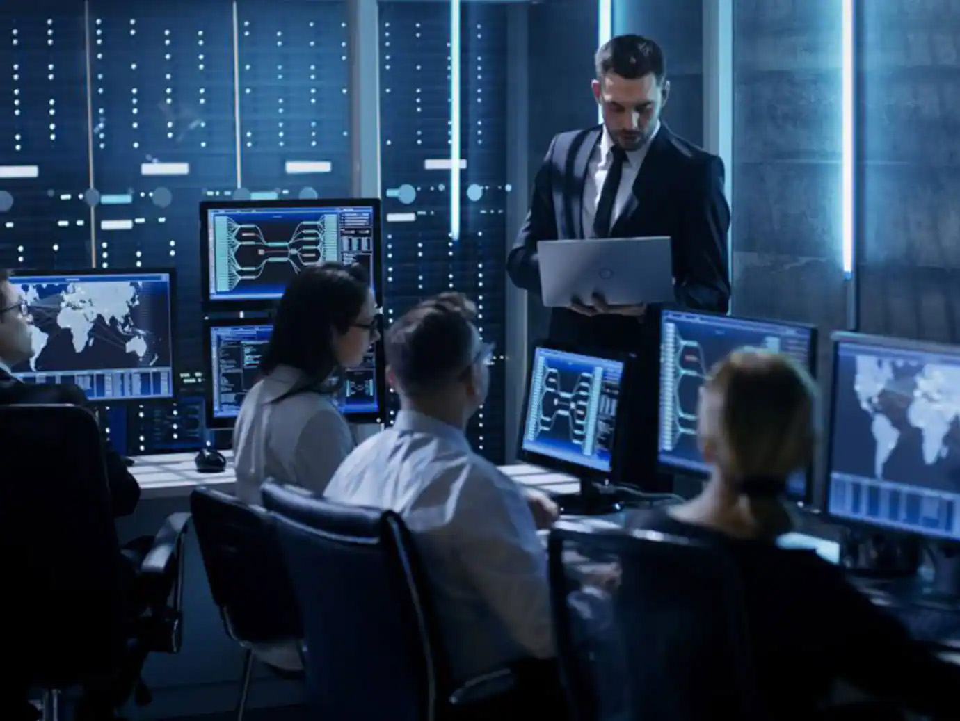 engineers working in system control center