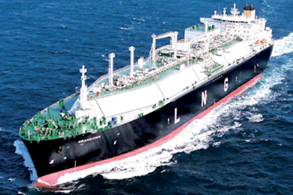 An LNG ship sailing in the open ocean