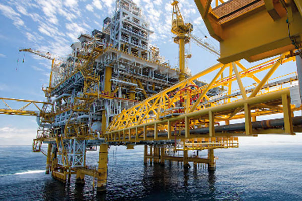 Close-up on an oil rig during daytime