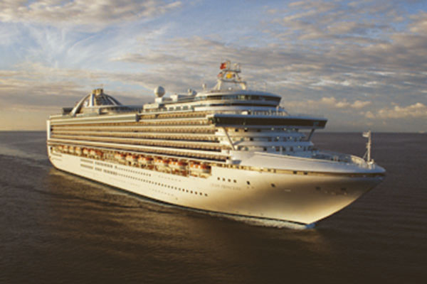 A cruise ship in the open ocean