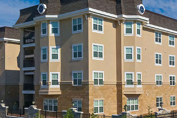 Exterior of an apartment building